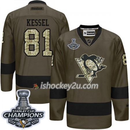 Mænd NHL Pittsburgh Penguins Trøje Phil Kessel 81 Adidas 2017-2018 Camo Grøn 2017 Stanley Cup Champions Authentic